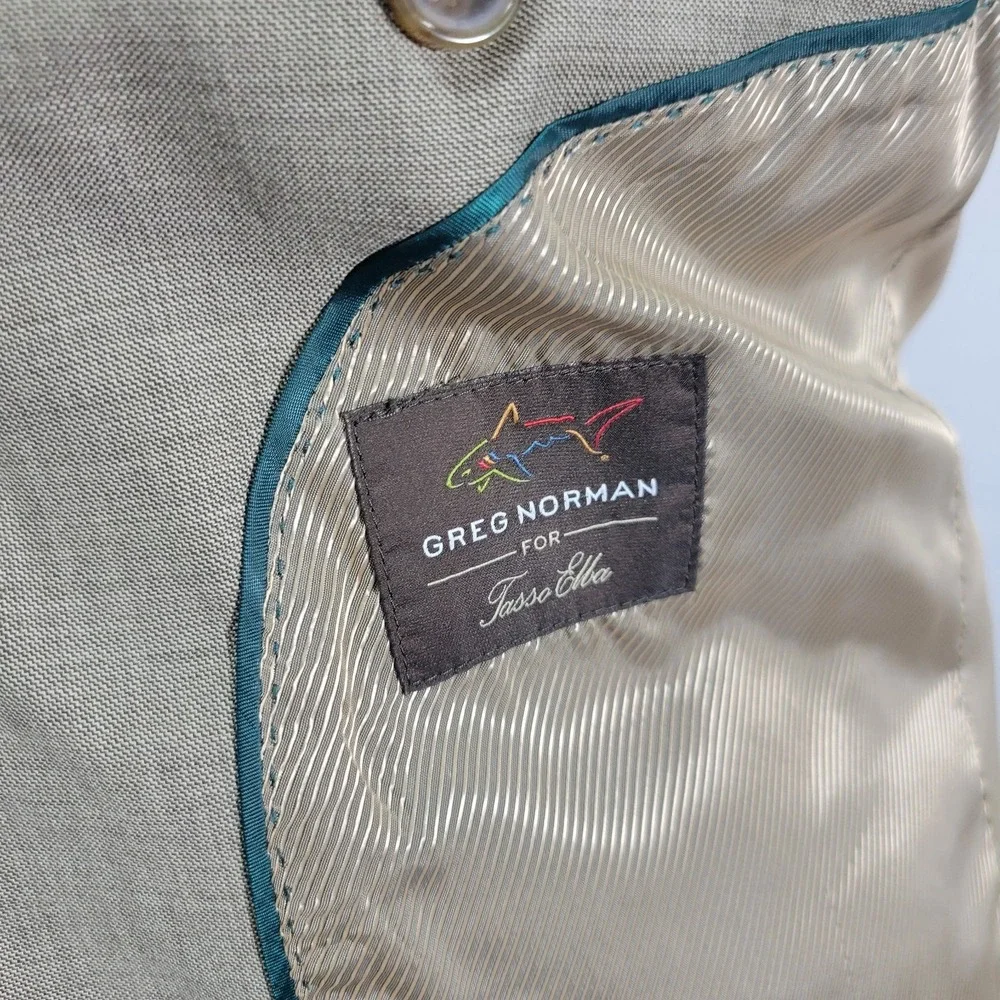 Greg Norman‎ Tasso Elba Men's Sport Coat Blazer Two Button Brown Wool 40S Slim